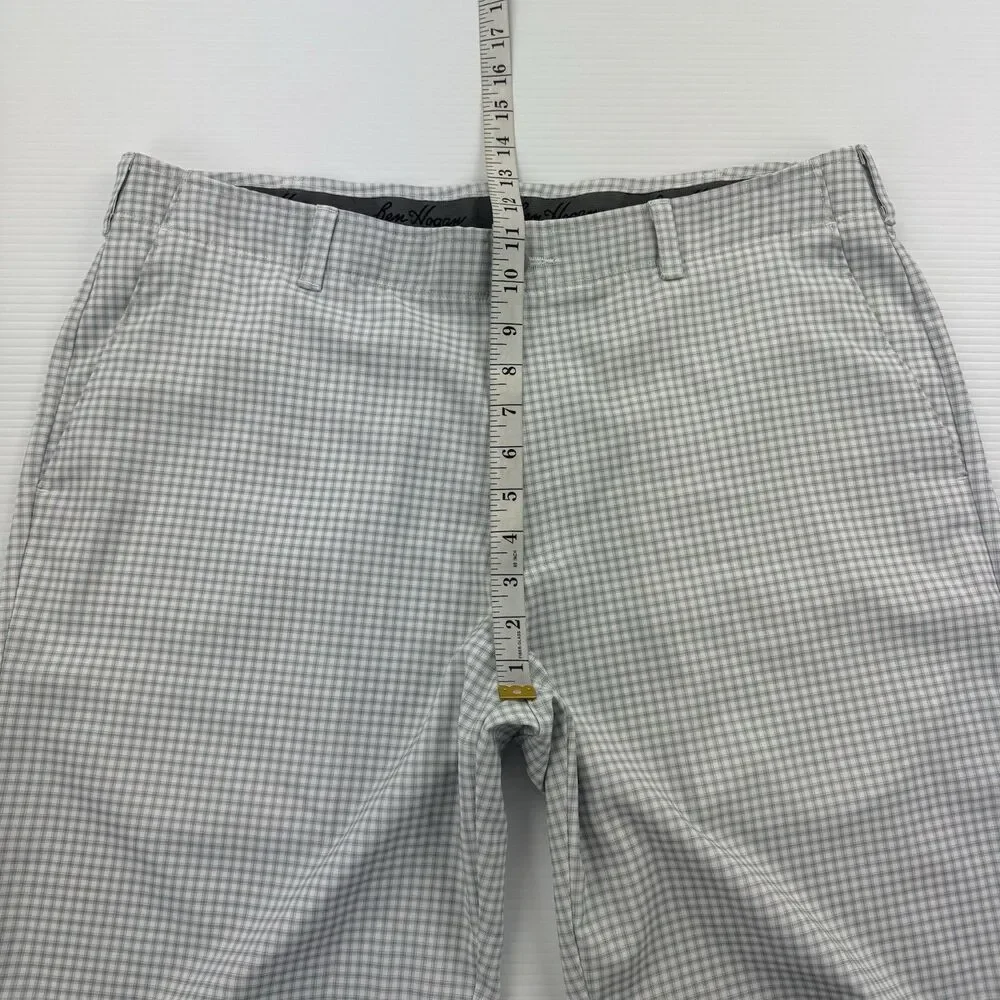 Mens Plaid Golf Shorts 38 Green Gray Performance Stretch Casual Ben Hogan